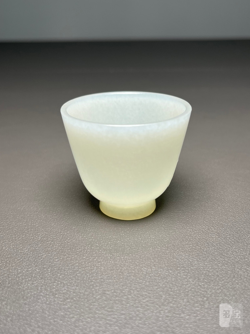 清中期  白玉杯（带木座） - 图3